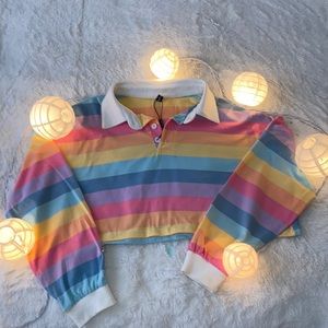 Zaful brand, size S, rainbow crop top.🌈